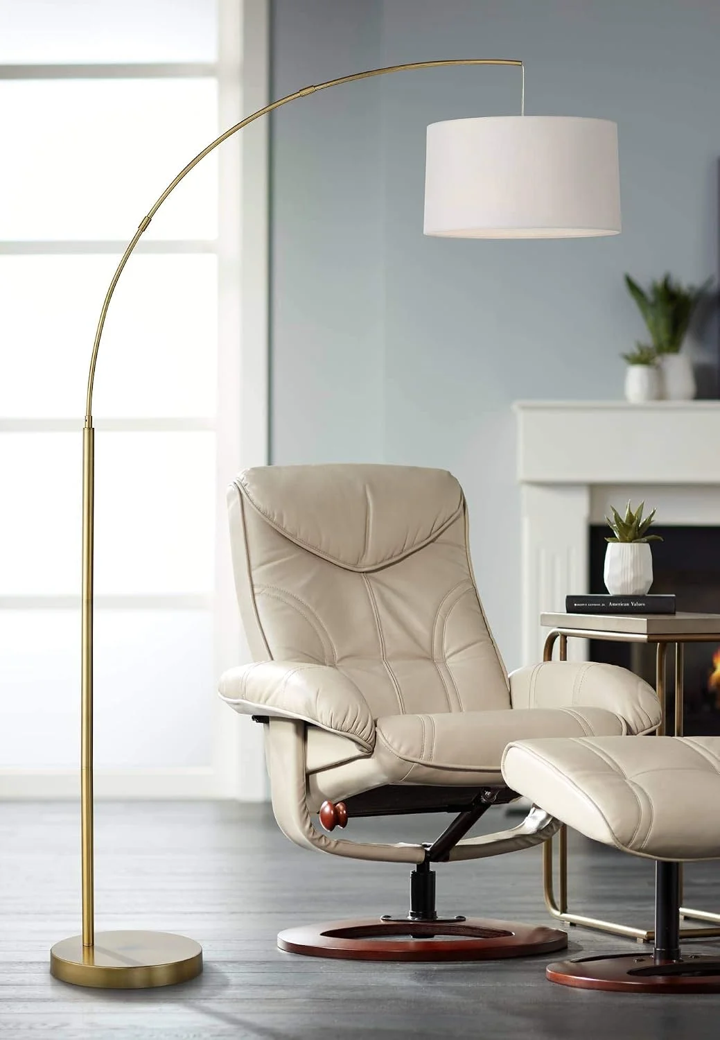 360 Lighting Cora 72" Tall Brass Metal Modern Arc Floor Lamp