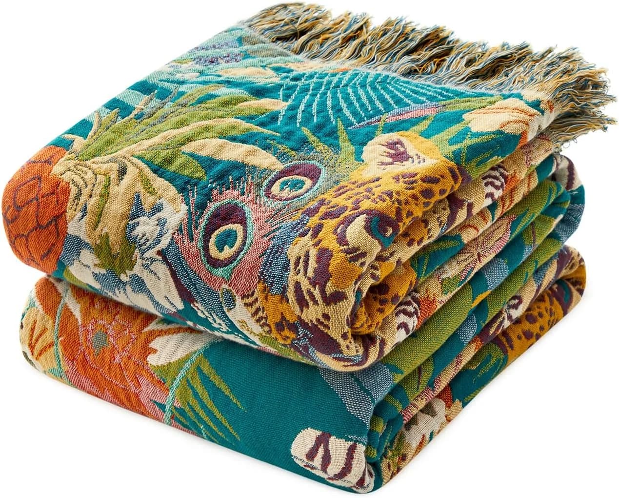 LUTBM Boho Throw Blanket for Bed 60"x80", All Season Cotton Couch Blankets