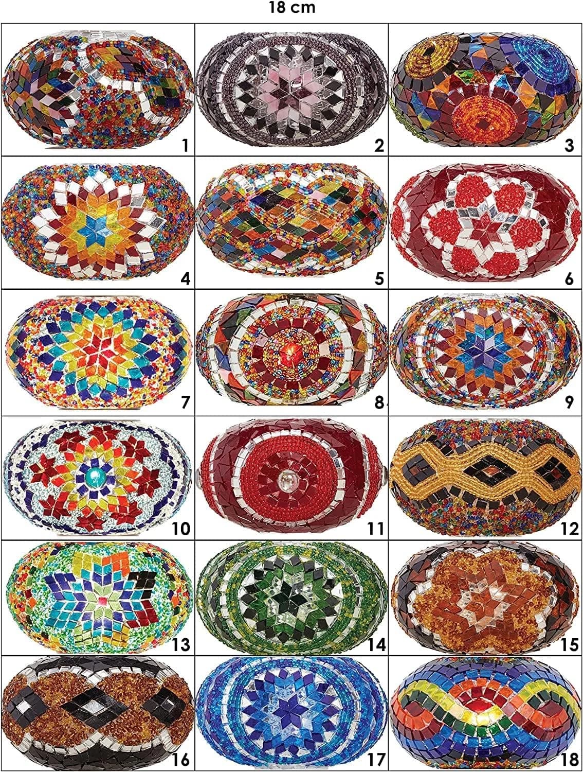 DEMMEX Replacement Mosaic Glass Globe Shade for Turkish Moroccan Lamps – Handmade Oval Tiffany-Style Colorful Lampshade