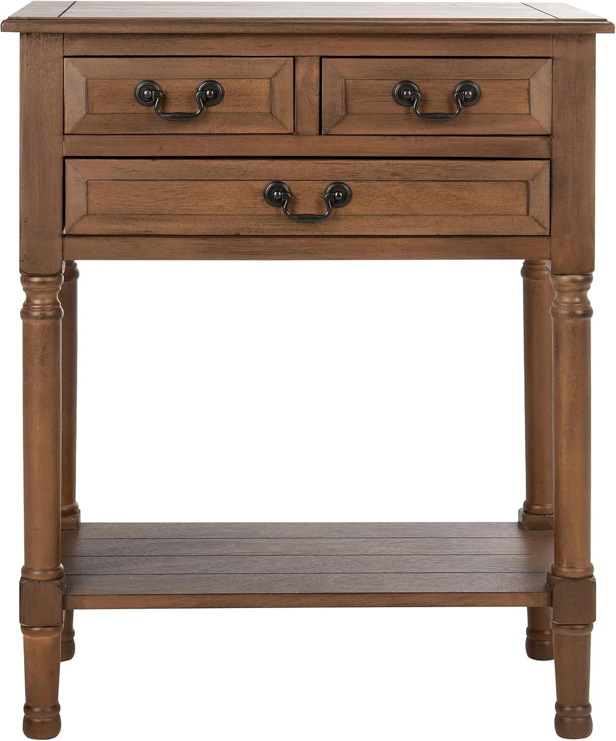 SAFAVIEH Furniture - Primrose 3-Drawer Console Table - Brown - Solid Wood - Farmhouse Classic Design - Ideal for Entrywa