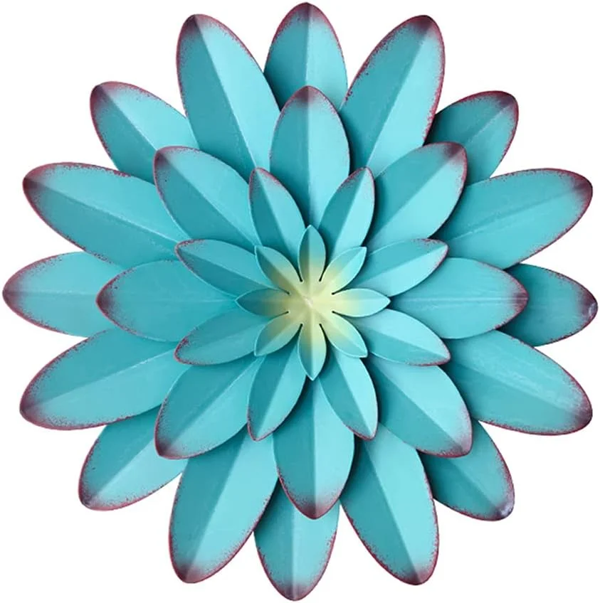 AHYS Wall Art Metal Wall Decor, 12Inch Blue - Indoor Outdoor Metal Flowers Wall Decor for Living Room Bedroom Bathroom G