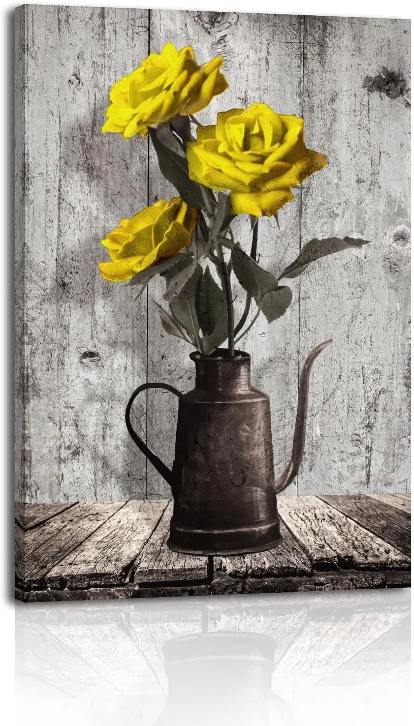 YPY Vintage Yellow Rose Canvas Wall Art, Bedroom Kitchen Farmhouse Artwork