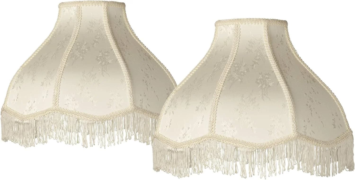 Large Cream Scallop Dome Lamp Shades 6x17x12x11 (Spider) Set of 2