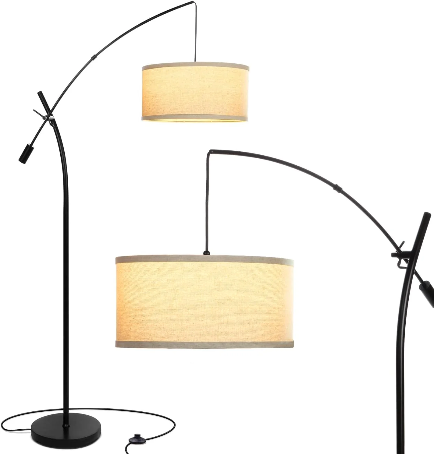 Brightech Grayson LED Arc Floor Lamp for Office & Living Room, Adjustable Arm Lamp in Industrial Style for Bedroom Readi