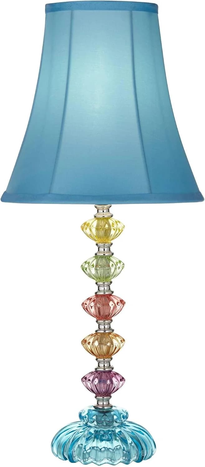 Bohemian Blue 21" High Table Lamp Glass Teal Stacked Traditional Colored