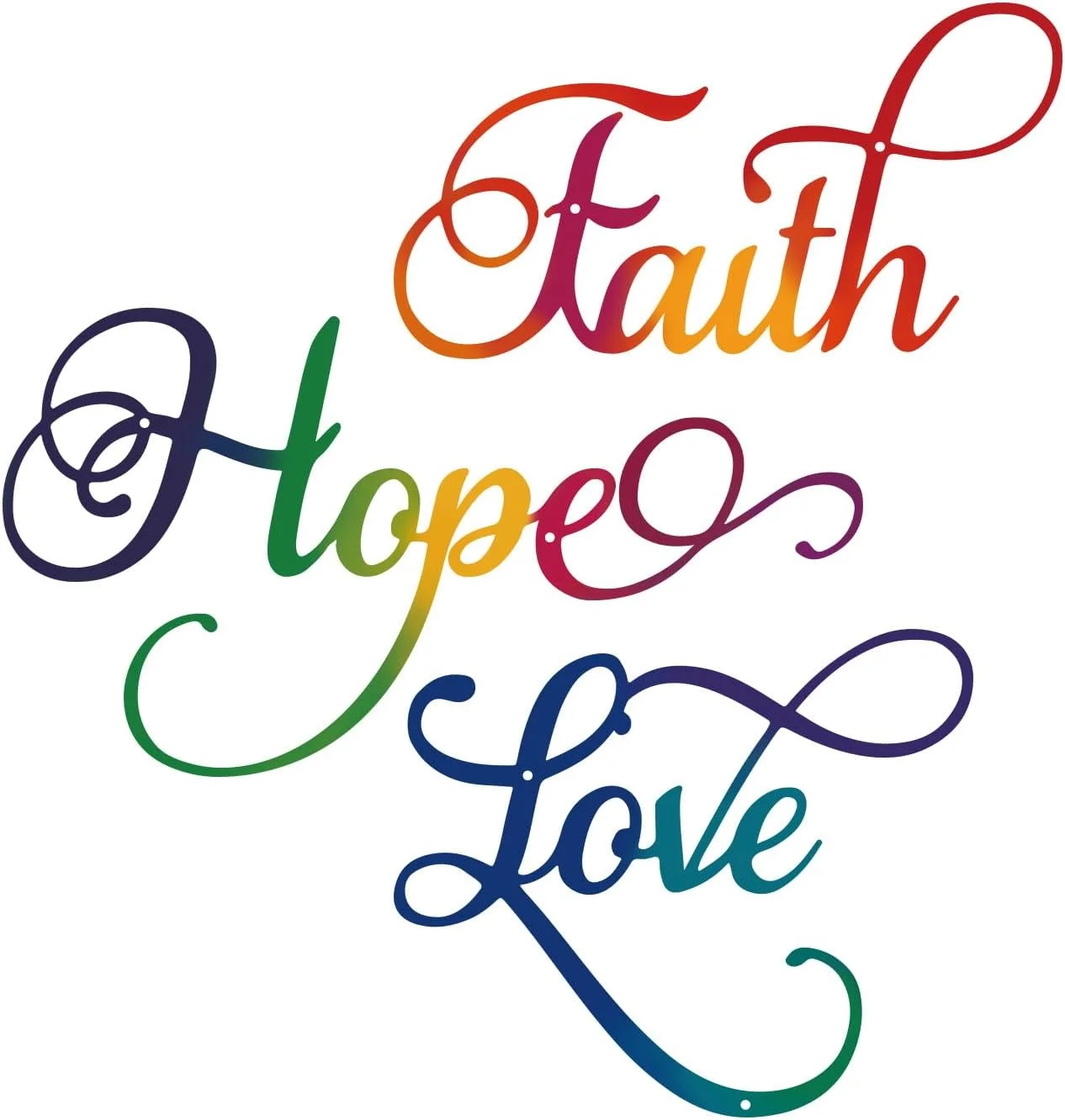 ESTART Faith Hope Love 3Pcs Colorful Metal Inspirational Letter Wall Sign