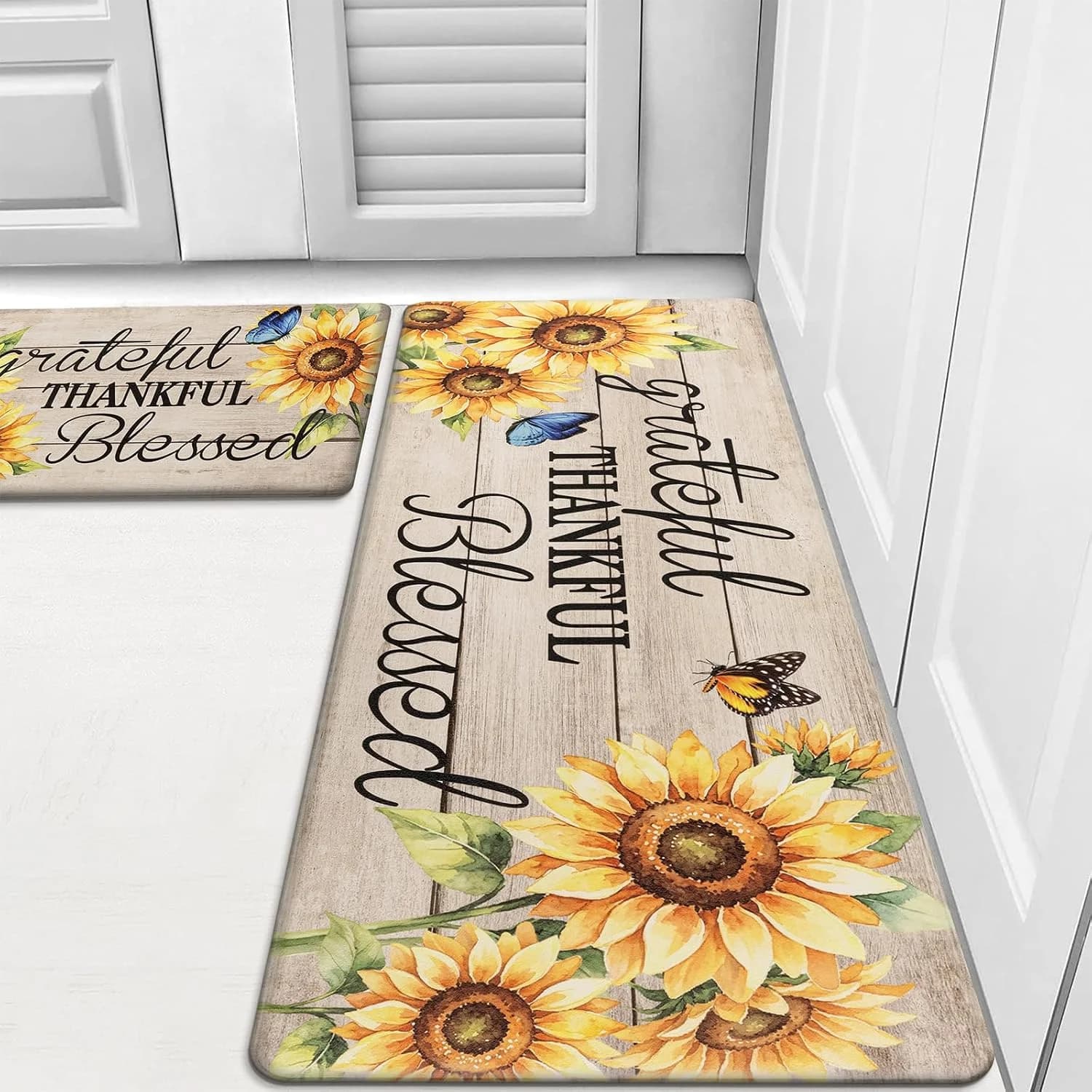 HEBE Fall Kitchen Rugs Set of 2, Anti Fatigue Kitchen Mats for Floor