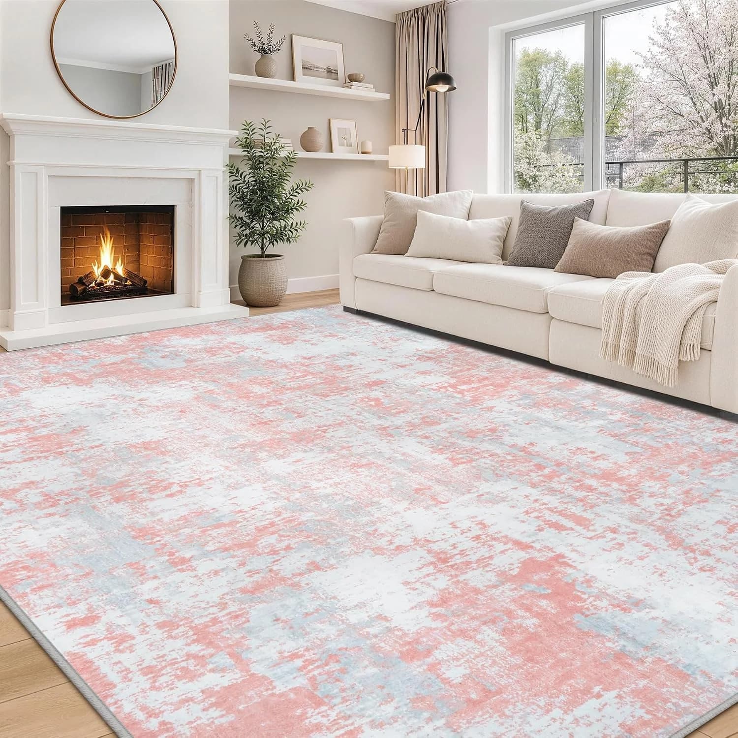 Aelenmu 8x10 Area Rugs for Living Room Bedroom Dining Room Washable Pink