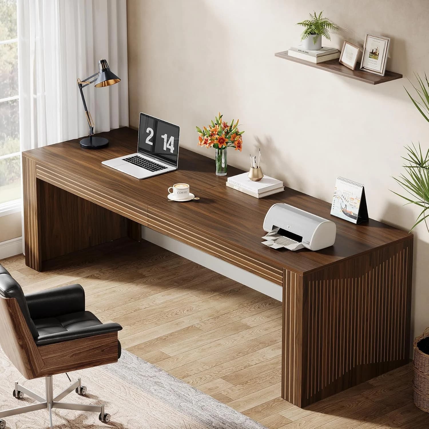 Tribesigns 79-Inch Extra Long Desk, Two Person Double Desk for Home Office