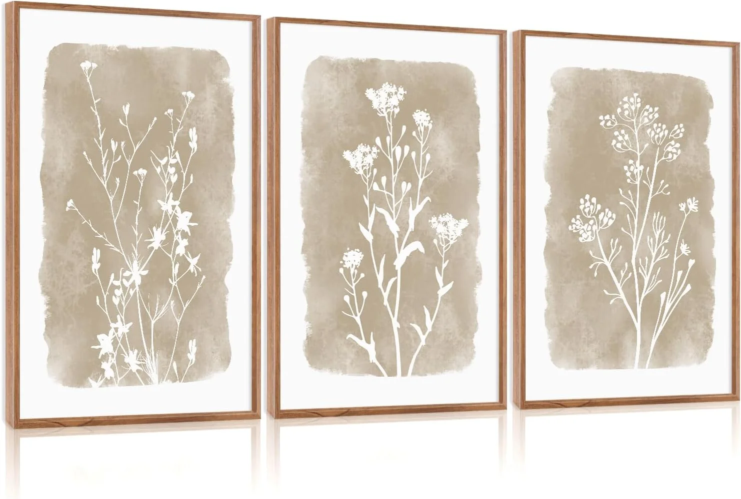 CHDITB Neutral Botanical Wall Art,Large Frame Farmhouse Begie Flower Decor