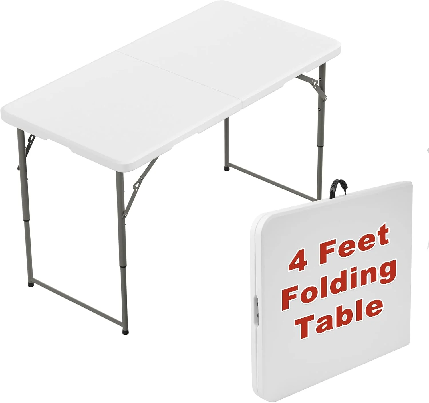 Elevon Folding Table, 4 Feet Heavy Duty Fold-in-Half Utility Table Indoor Outdoor for Camping, Picnic, Party