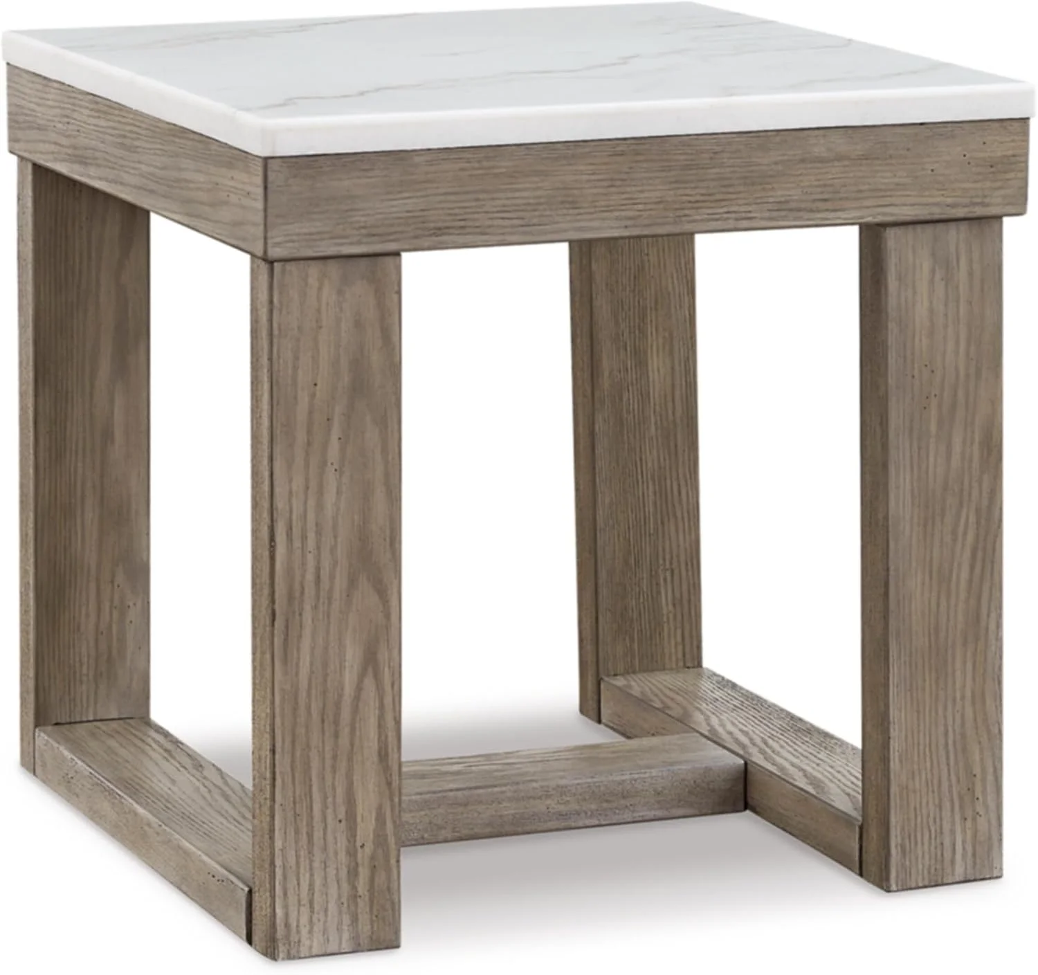 Signature Design by Ashley Square Marble End Table, 24 in, Grayish Brown