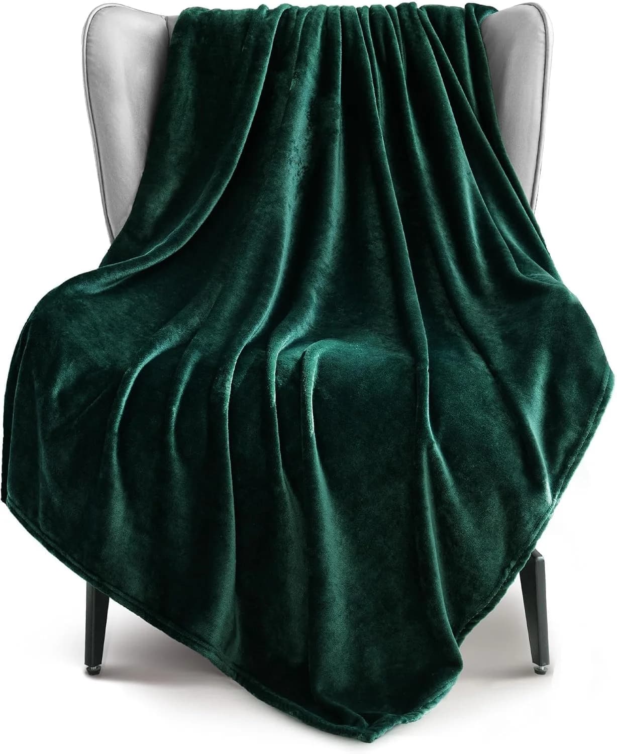 Exclusivo Mezcla Soft Large Fleece Throw Blanket for Couch, Forest Green