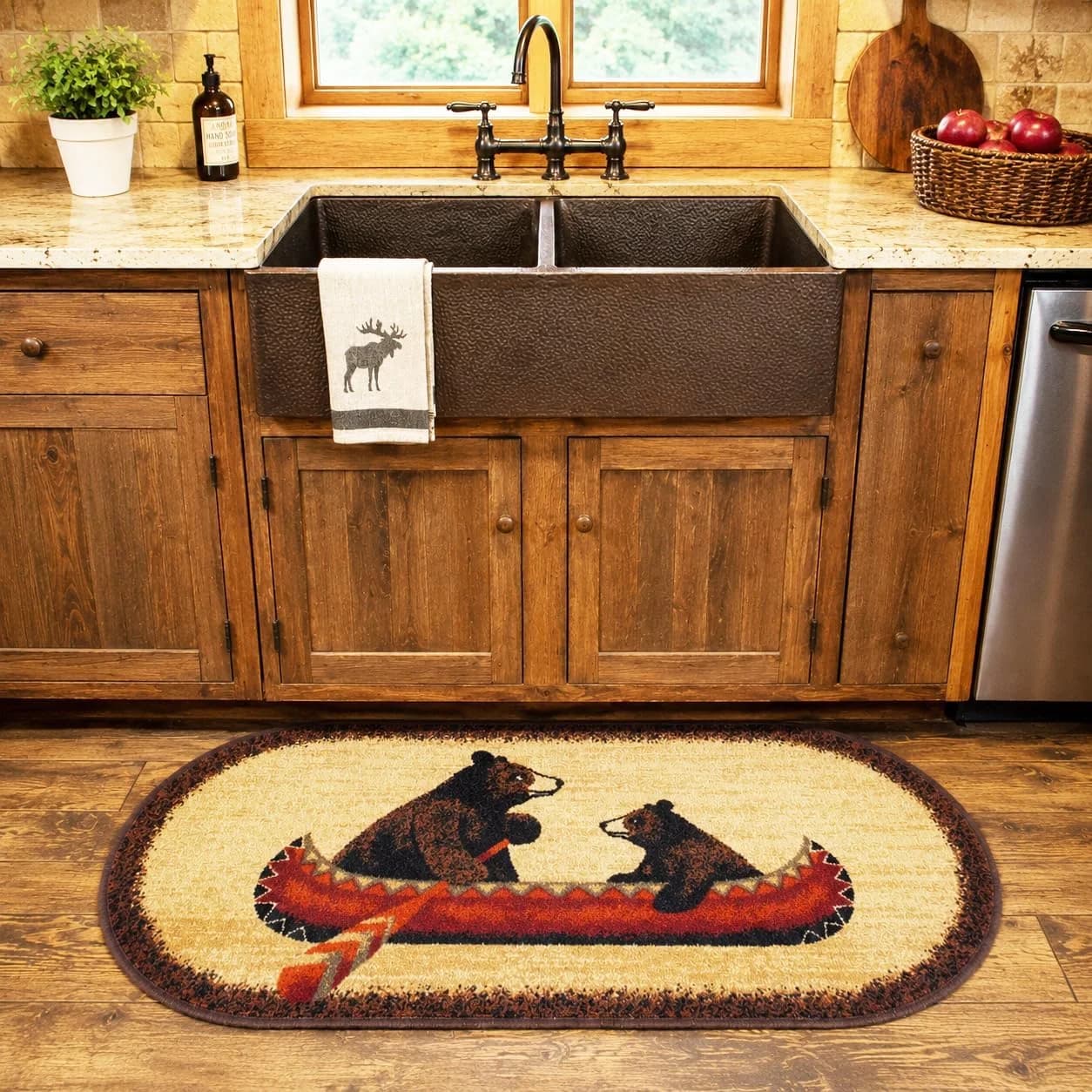 Cozy Cabin CC10449 Bear Canoe Rug 20"x44" Brown