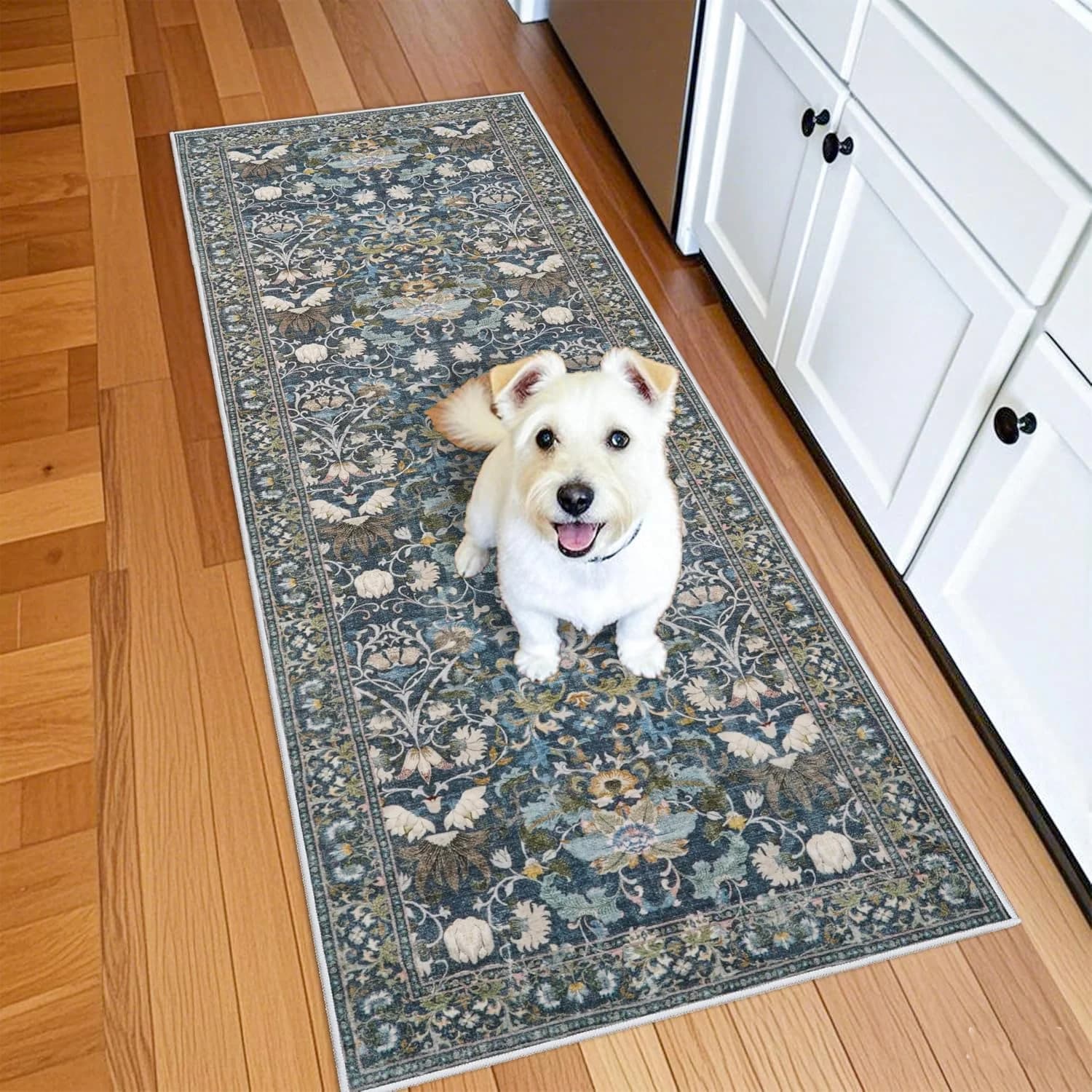 Washable Vintage 2x6 Bathroom Rugs: Soft Carpet with Non-Slip Backing for Hallway Entryway Kitchen Stain-Resistant Bedro