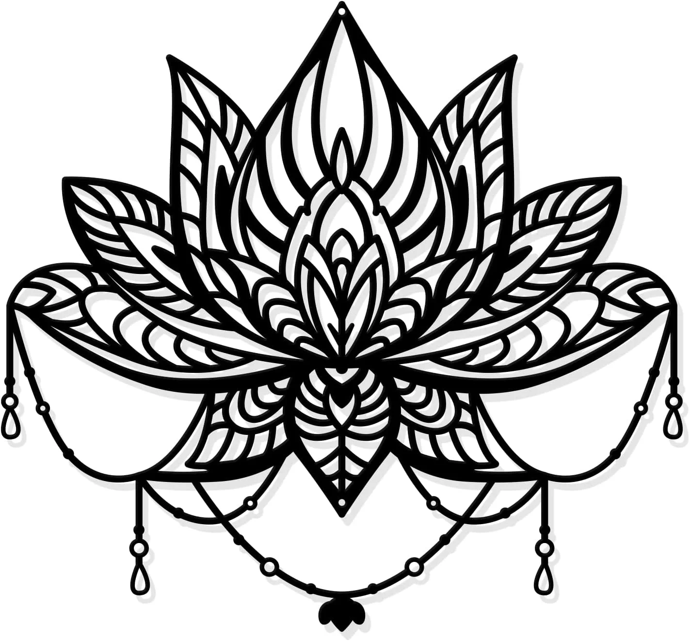 NBEADS Lotus Flower Metal Wall Art Decor, Black Flower Wall Hanging Decor Lotus Silhouette Wall Art for Home Bedroom Liv