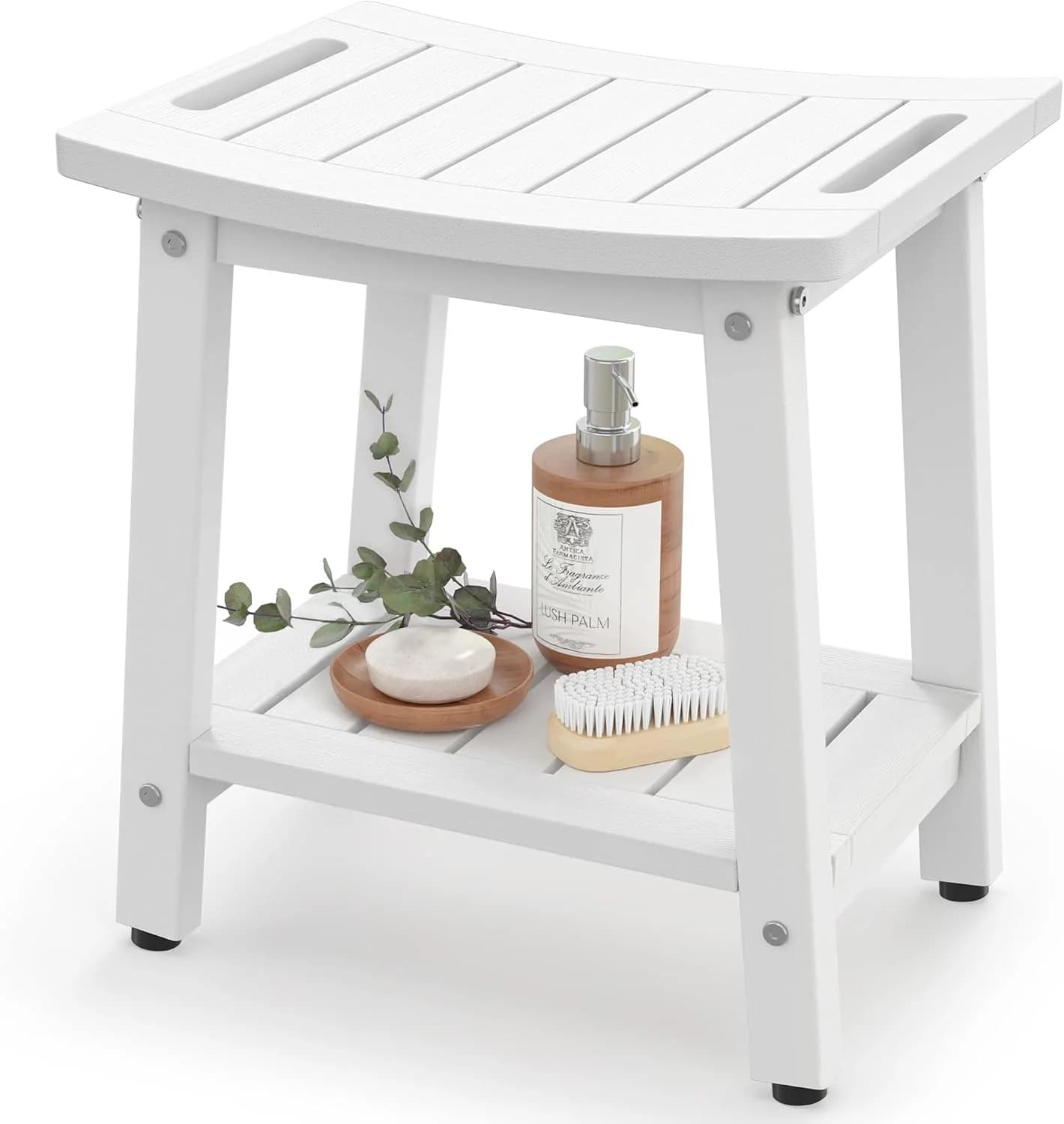 Waterproof HDPE Shower Bench for Inside Shower, Shower Stool, White