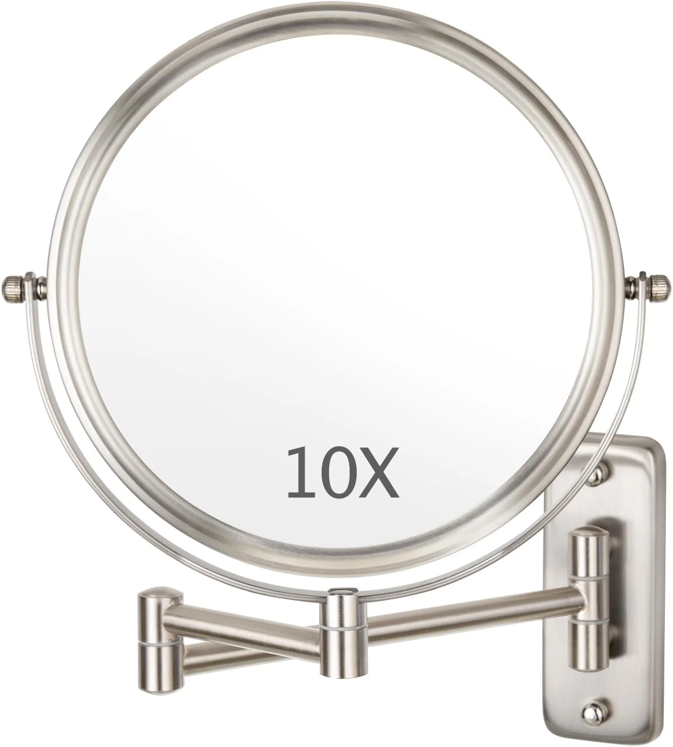 Wall Mounted Makeup Mirror - 1X/10X Magnifying Mirror Double Sided, 8 Inch Extendable Bathroom Mirror, Nickel Finish