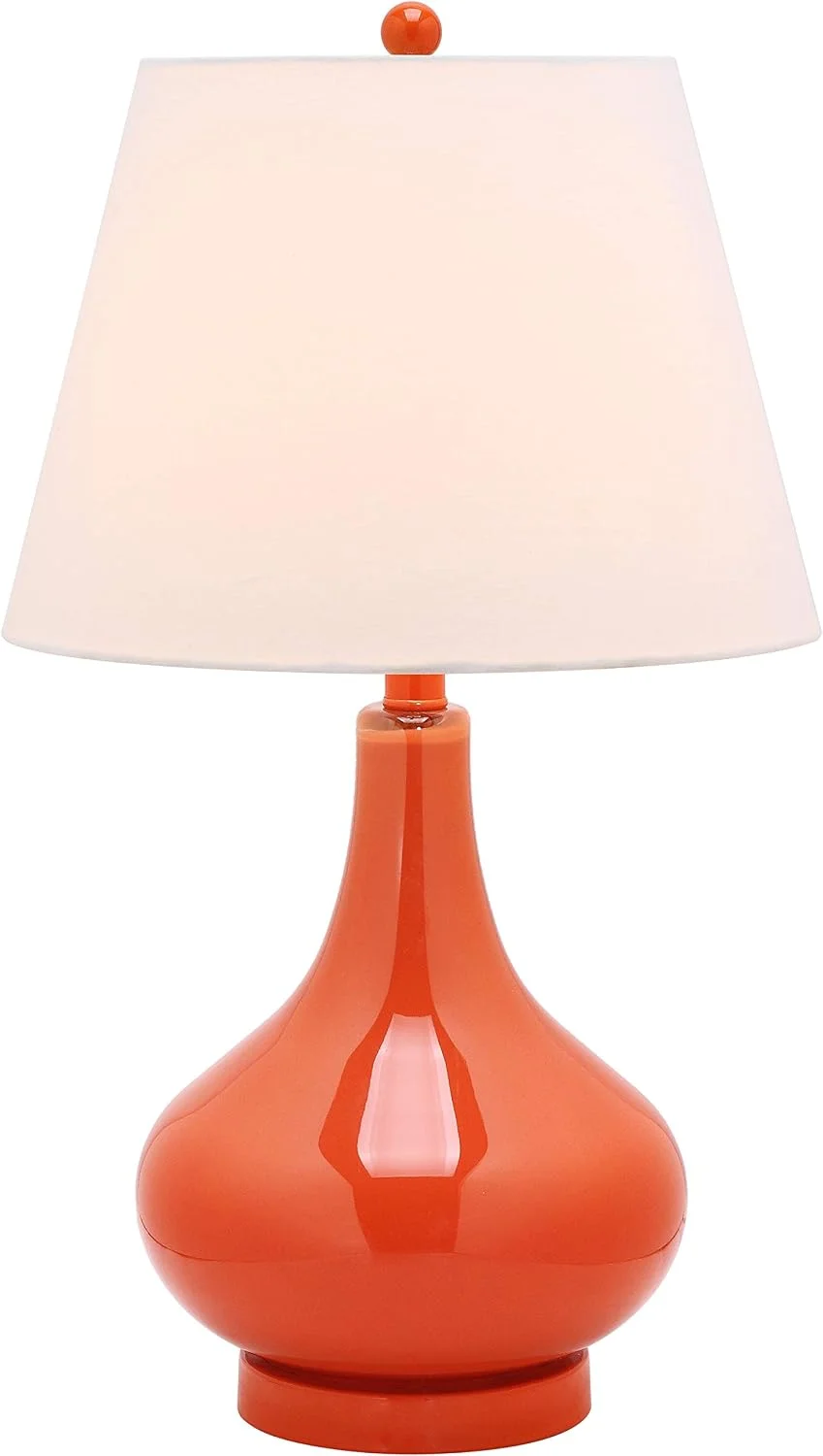 SAFAVIEH Lighting - Amy 24" Blood Orange Glass Gourd Table Lamp Set of 2 with White Shades, Modern Contemporary Bedroom