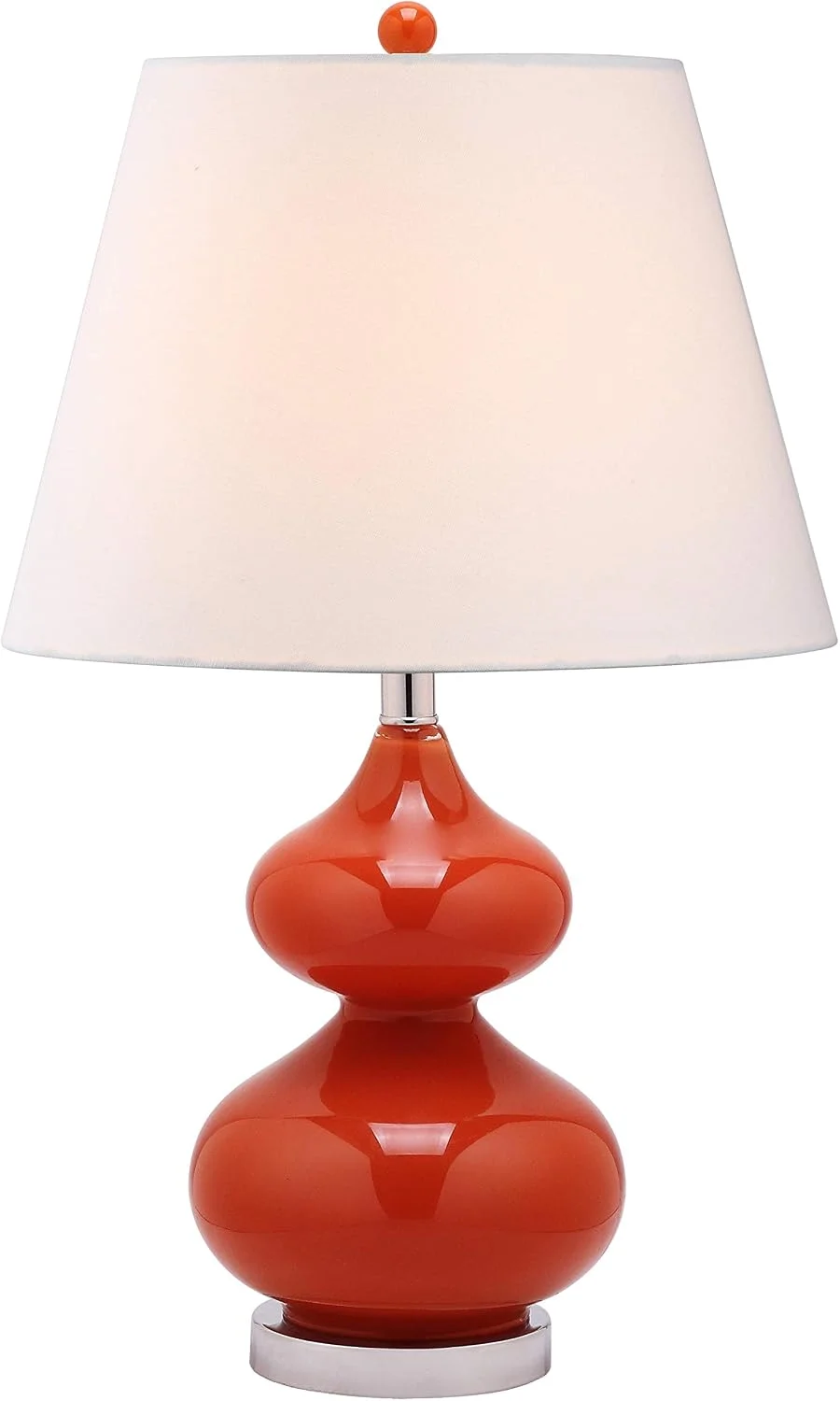 SAFAVIEH Lighting Collection Eva Modern Contemporary Blood Orange Double Gourd Glass 24-inch Bedroom Living Room Home Of