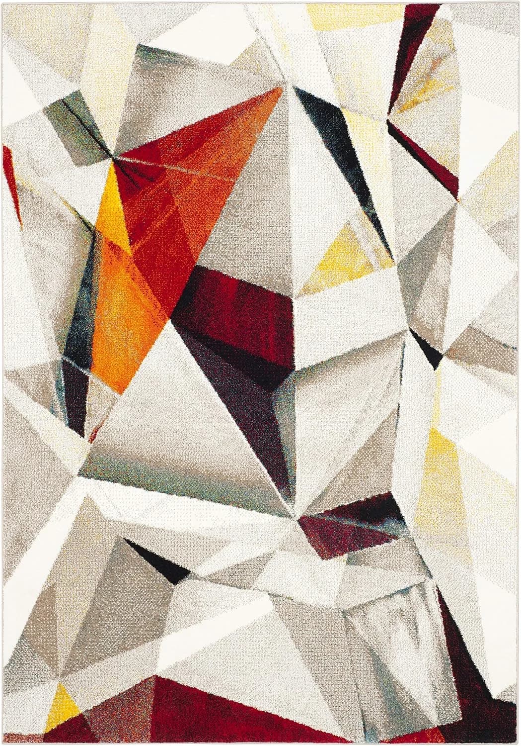 SAFAVIEH Porcello Collection Area Rug - 6'7" x 9', Light Grey & Orange, Modern Abstract Design, Non-Shedding & Easy Care