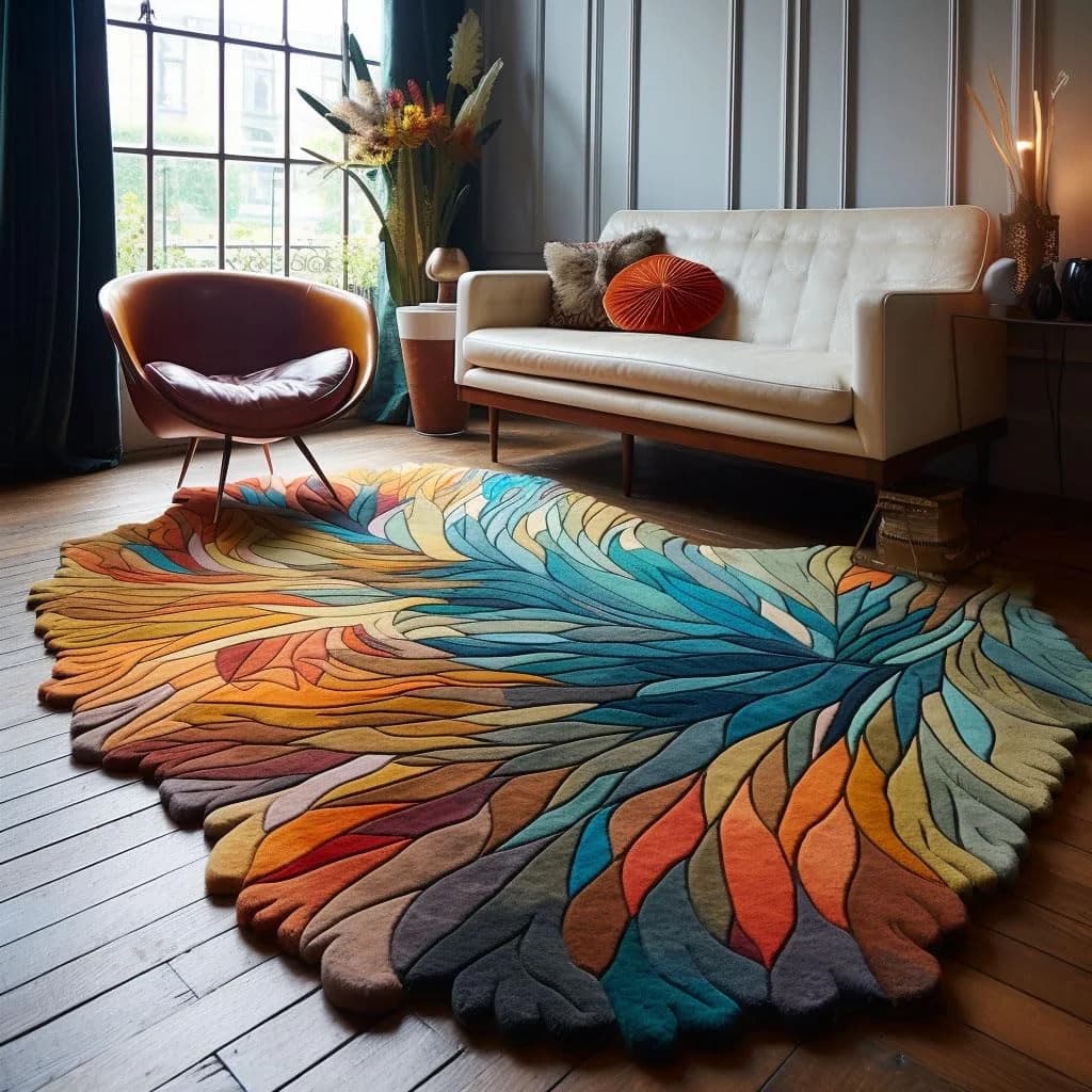 Restoration and Renovation Handmade Irregular Shape Wool Area Rug