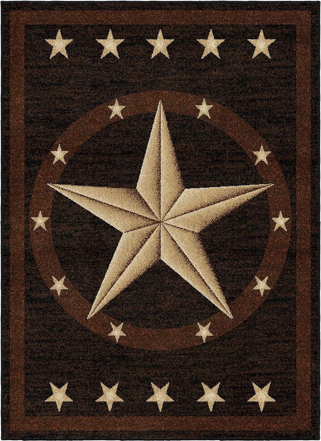 Rustic Lodge Texas Star 3683 2'3"x3'3" Black Area Rug