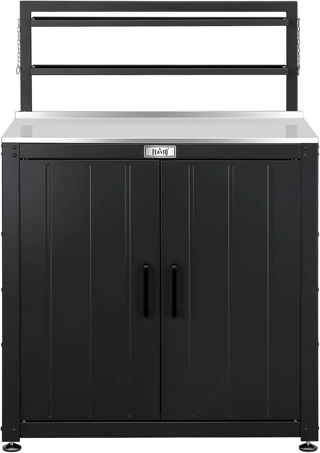Feasto Outdoor Potting Bench Table with Storage Cabinet, Black