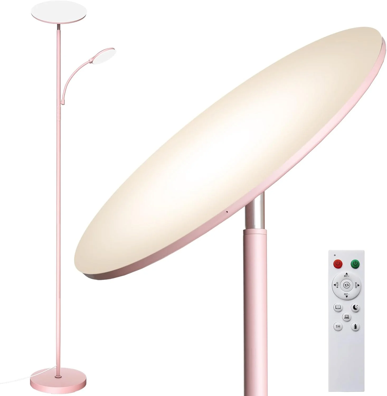 marctronic Pink Floor Lamps for Living Room, 44W/4500LM Super Bright 2 in 1 LED Floor Lamp with Remote, Stepless Dimmabl