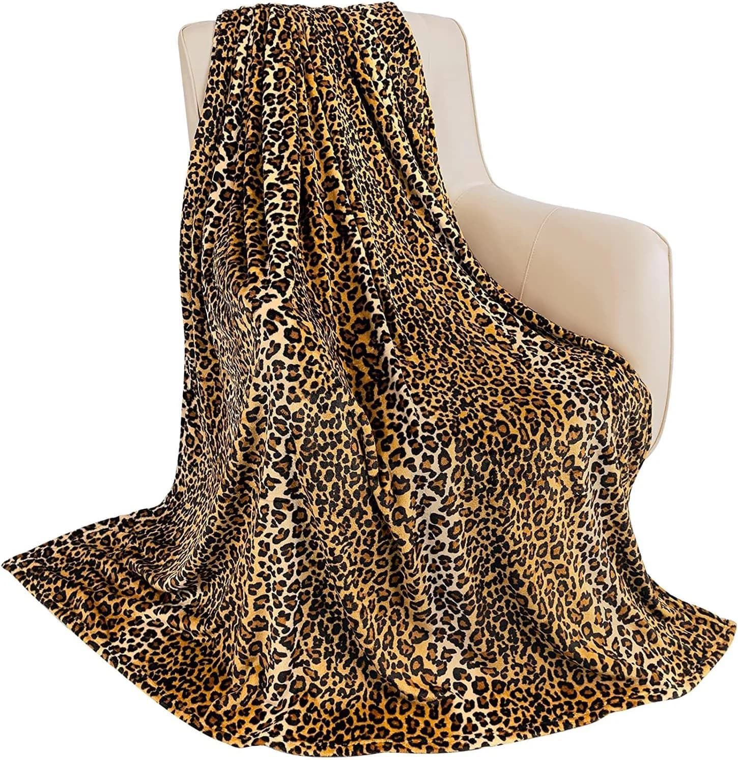 MACEVIA Flannel Fleece Throw Blanket for Couch, Leopard Print Blanket for Adult, Lightweight Cozy Soft Cheetah Blanket f