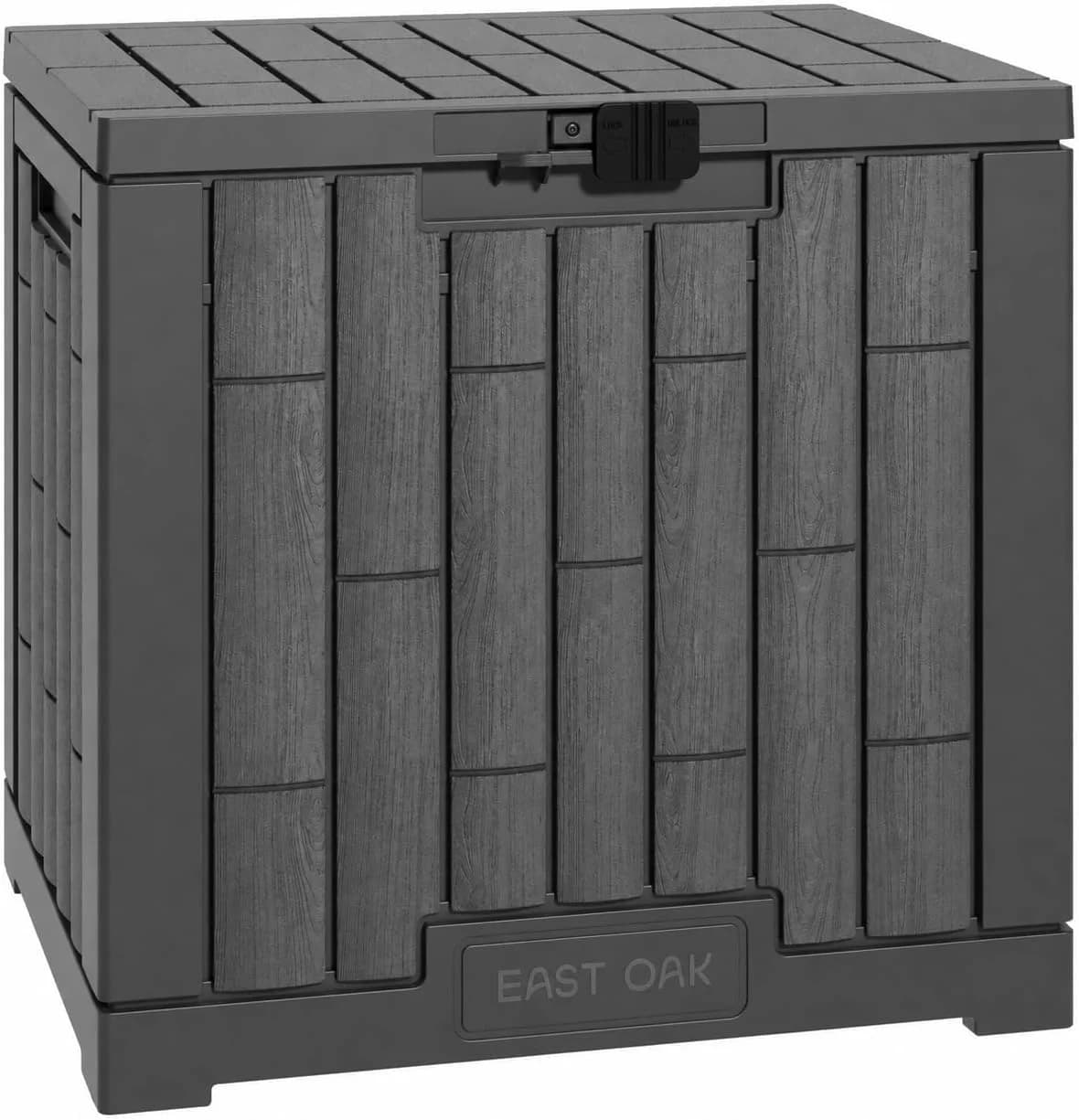 EAST OAK Outdoor Storage Box, 31 Gallon Deck Box for Patio Cushions, Pool Accessories & Garden Tools, Waterproof Resin S