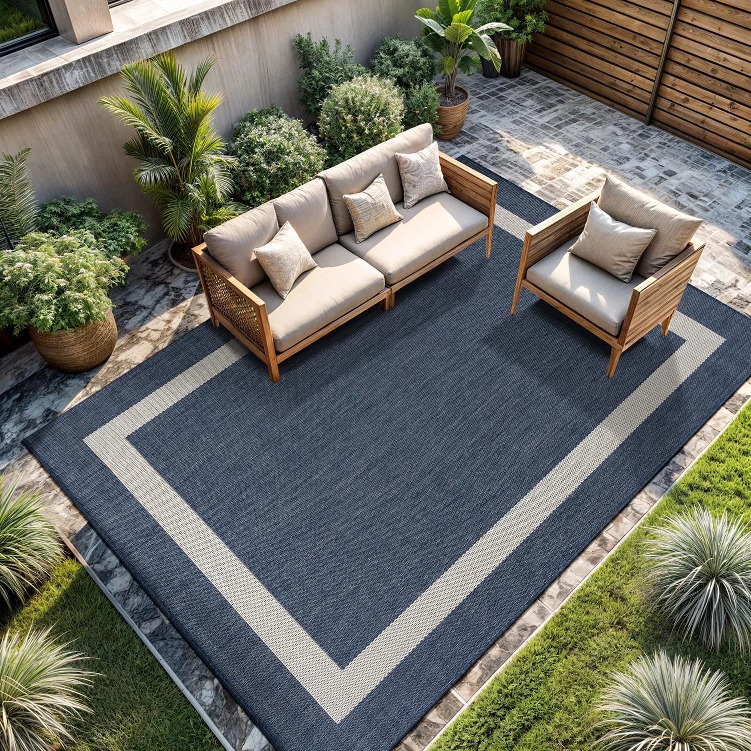 CAMILSON Outdoor Rug 6x9, Modern Outside Rugs for Patios Porches Waterproof Durable Washable Non-Shedding, Easy-to-Clean