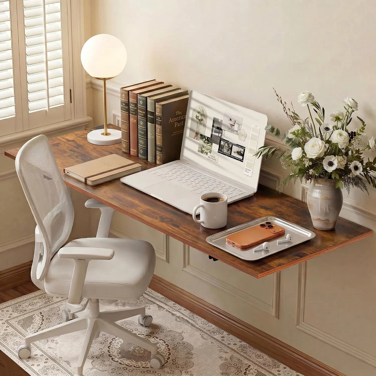 GOYLSER Wall Mounted Folding Table for Office, Rustic Brown Fold Down Desk Laundry Folding Table Wall Mounted for Laundr