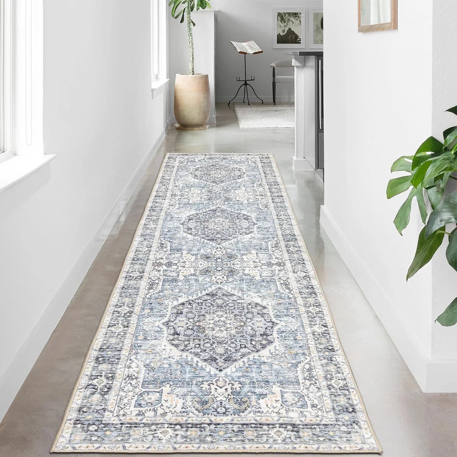 Runner Rug 2×8, Vintage Boho Rug,Ultra-Soft Low Pile, Washable, Non Slip,Stain Resistant Printed Carpet for Hallway Kitc