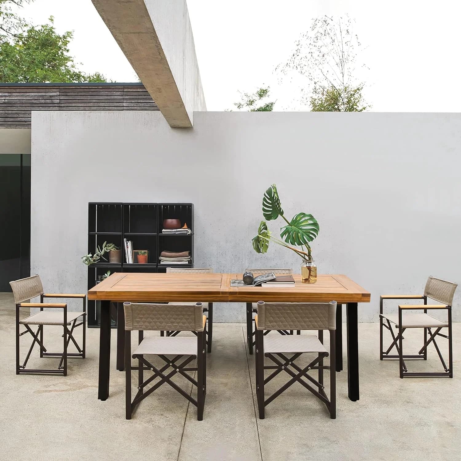 Flamaker Outdoor Acacia Wood Dining Table for 6, Natural