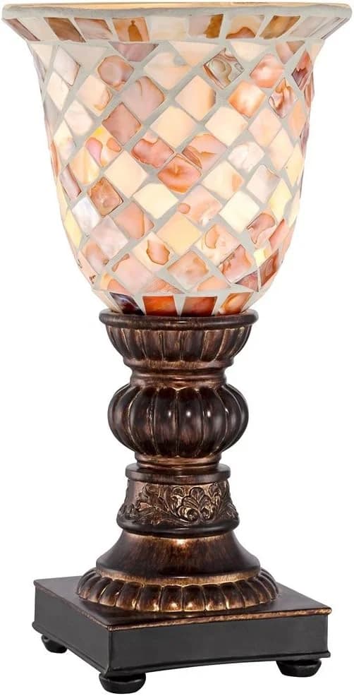 Russel 12" Small Accent Lamp Mosaic Glass Uplight Traditional Vintage Dark