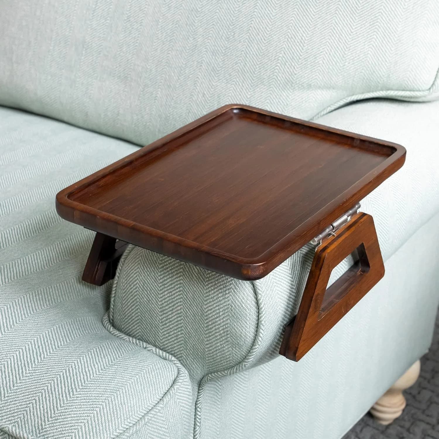 Shamrock Home Bamboo Trayble Couch Arm Table, Clip On Tray Sofa Table for Couches. Sofa Arm Tray, Armchair Table for TV