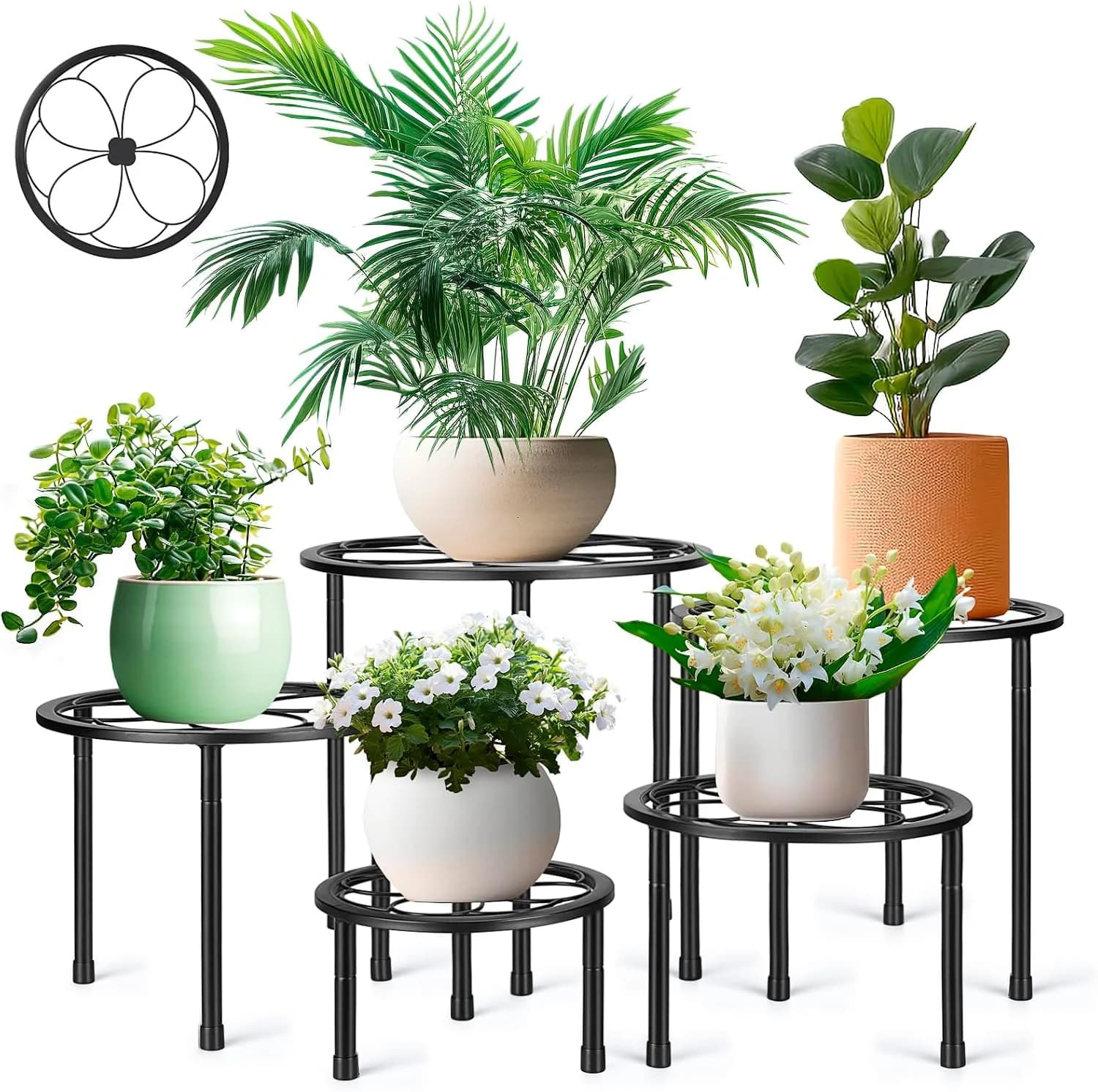 Amaoot 5 Pack Metal Plant Stand, Iron Plant Stands for Indoor and Outdoor