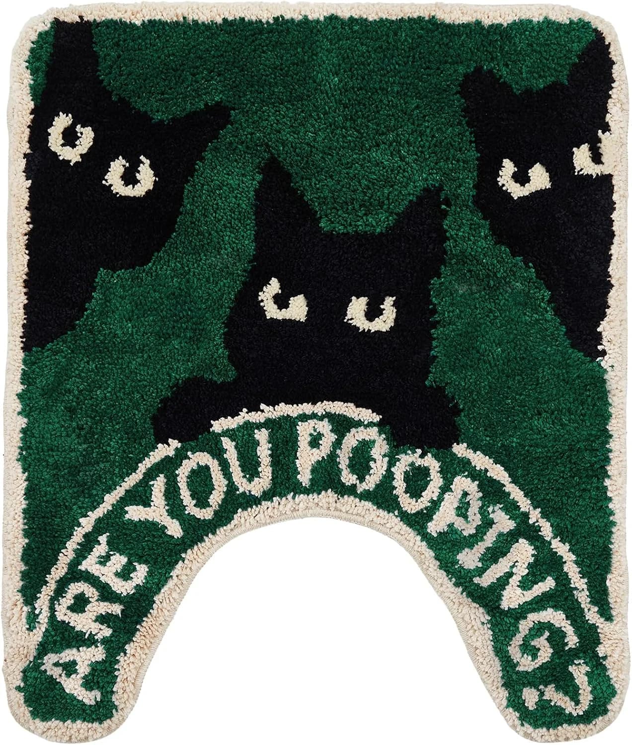 Drydiet U Shaped Toilet Rug Washable Cute Bath Mat 24x20,Black Cat