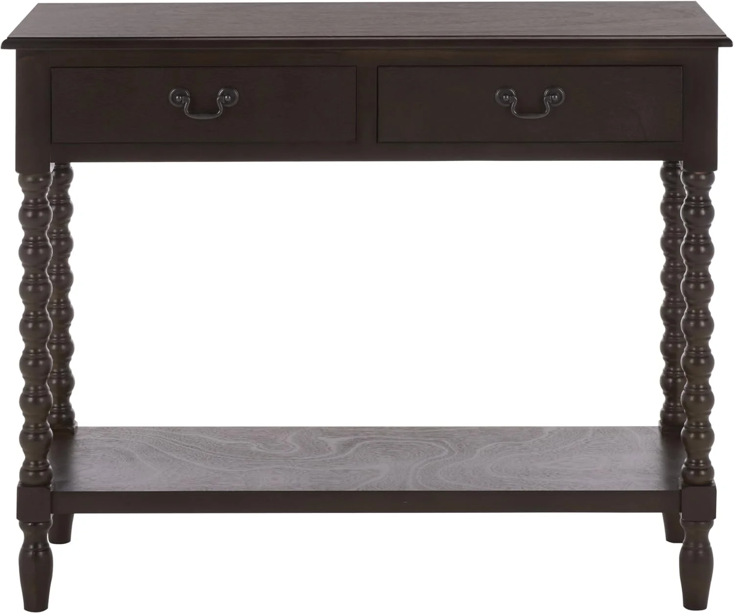SAFAVIEH Furniture - Athena 2-Drawer Console Table - Dark Chocolate - Solid Wood - Farmhouse Classic Design - Ideal for