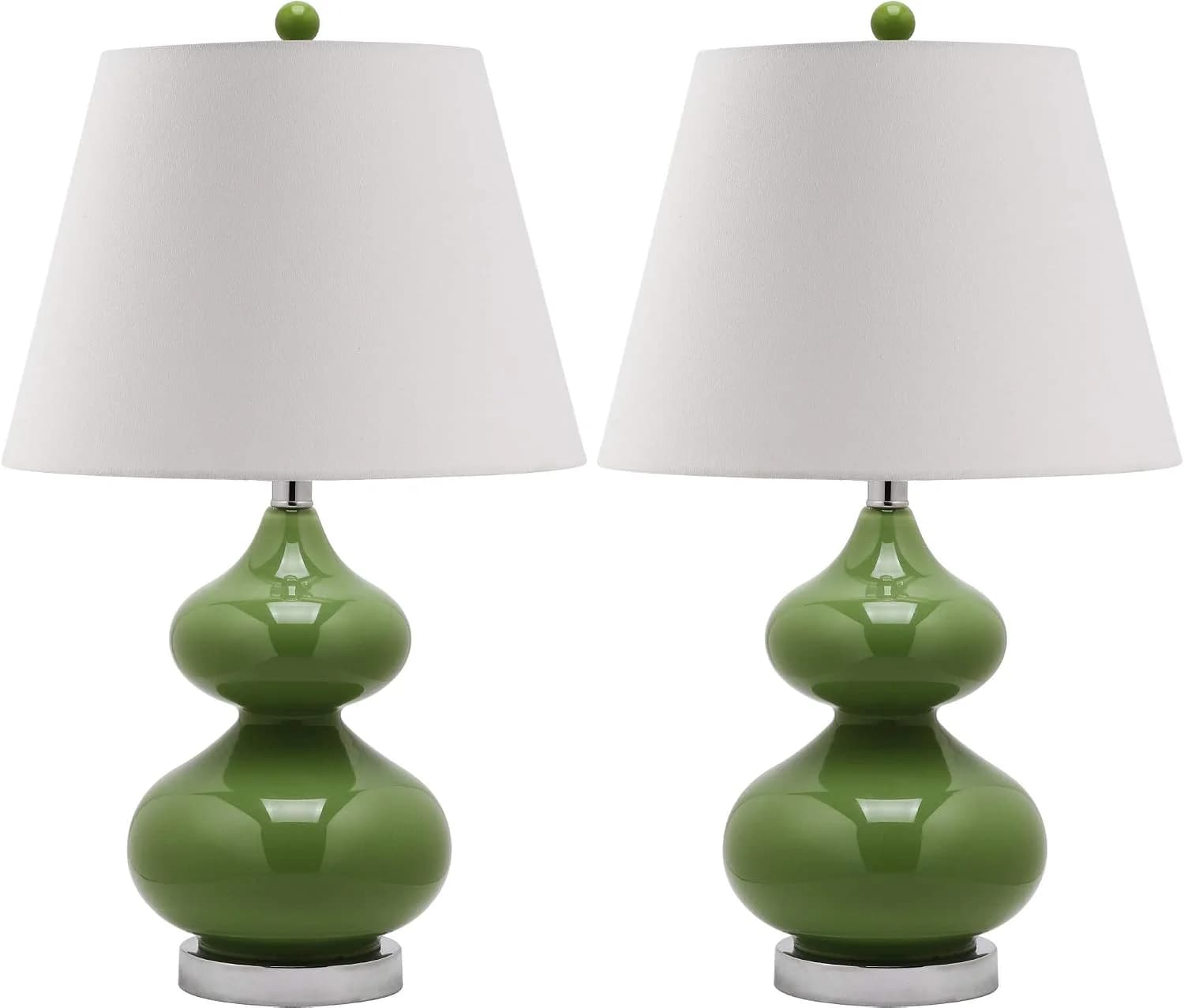 SAFAVIEH Lighting Collection Eva Modern Contemporary Fern Green Double Gourd Glass 24-inch Bedroom Living Room Home Offi