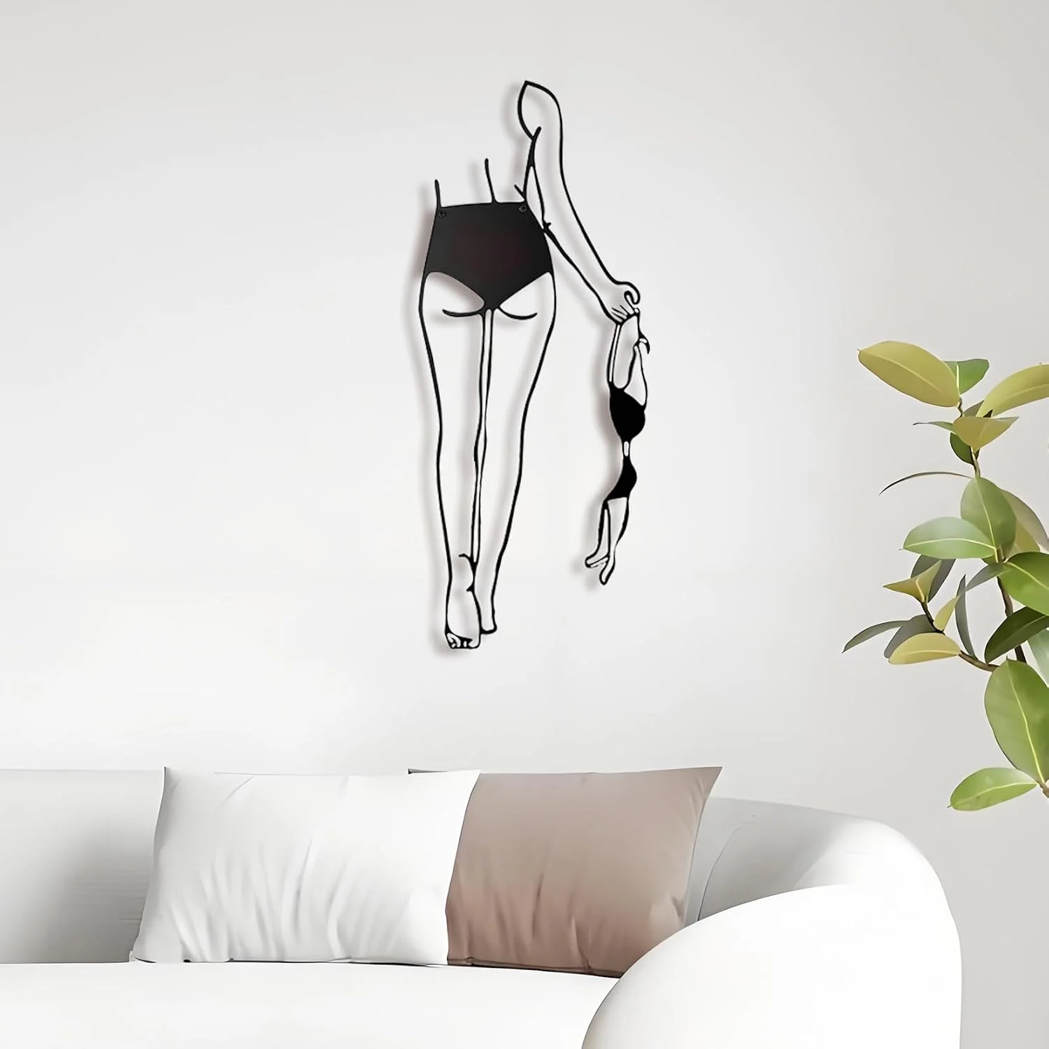 Sexy Metal Wall Art, 3D Abstract Woman Sculpture for Bedroom Black Decor