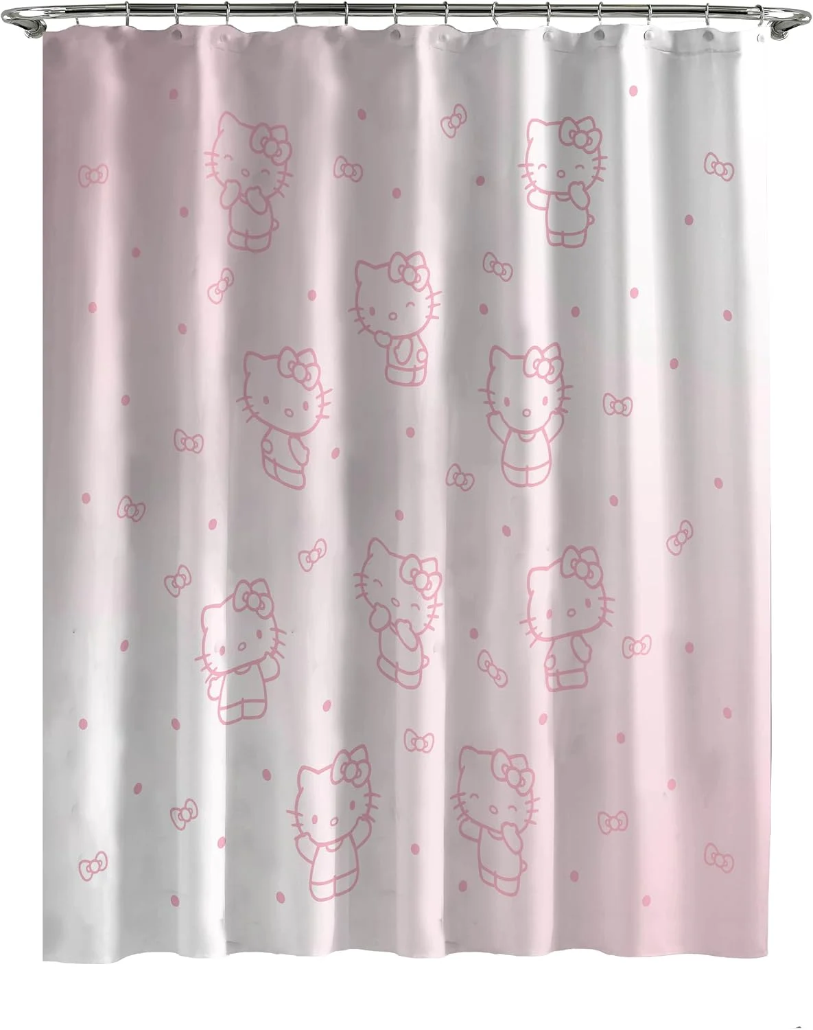 Jay Franco Shower Curtains Sanrio Hello Kitty Shower Curtain - Pink Ombre Stars Kawaii Bathroom Décor - 70 x 72 Inch Was