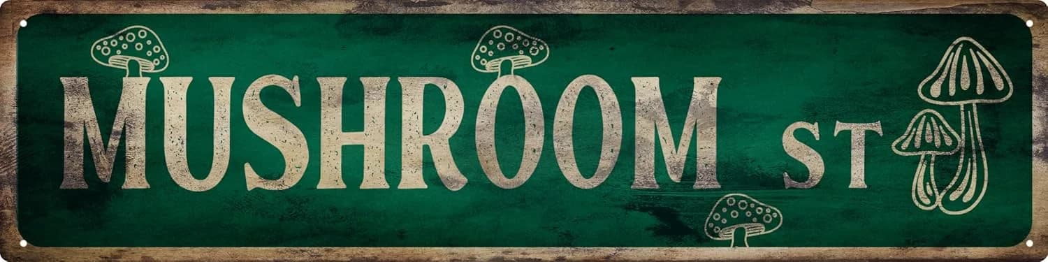 Vintage Tin Sign Retro Metal Mushroom St Signs Stylish Wall Art Plaques for Home Decor Bathroom Kitchen House and Gothic