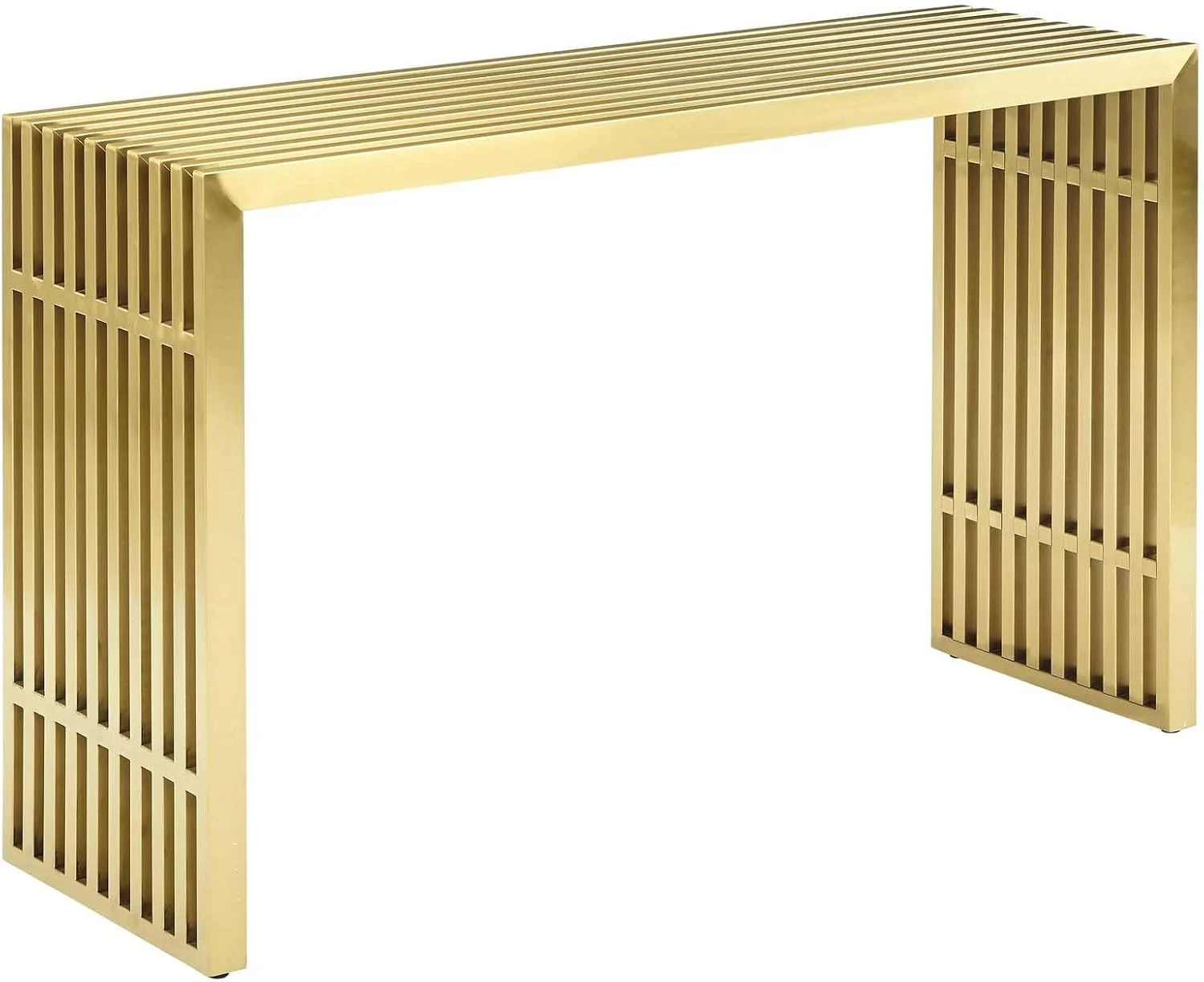 Modway Gridiron Contemporary Modern Gold Stainless Steel Console Table