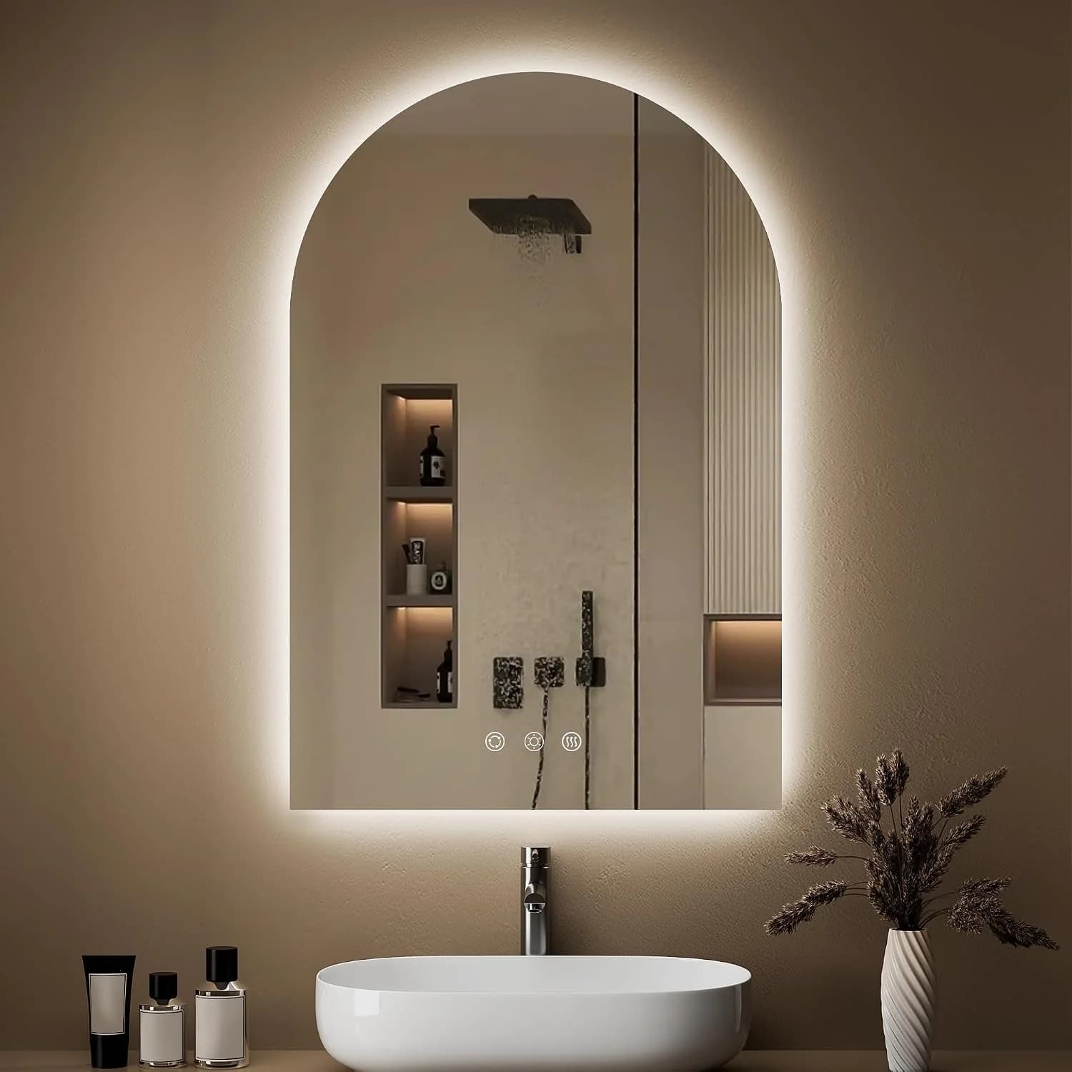 24"x36" Arched LED Lighted Bathroom Mirror with Lights