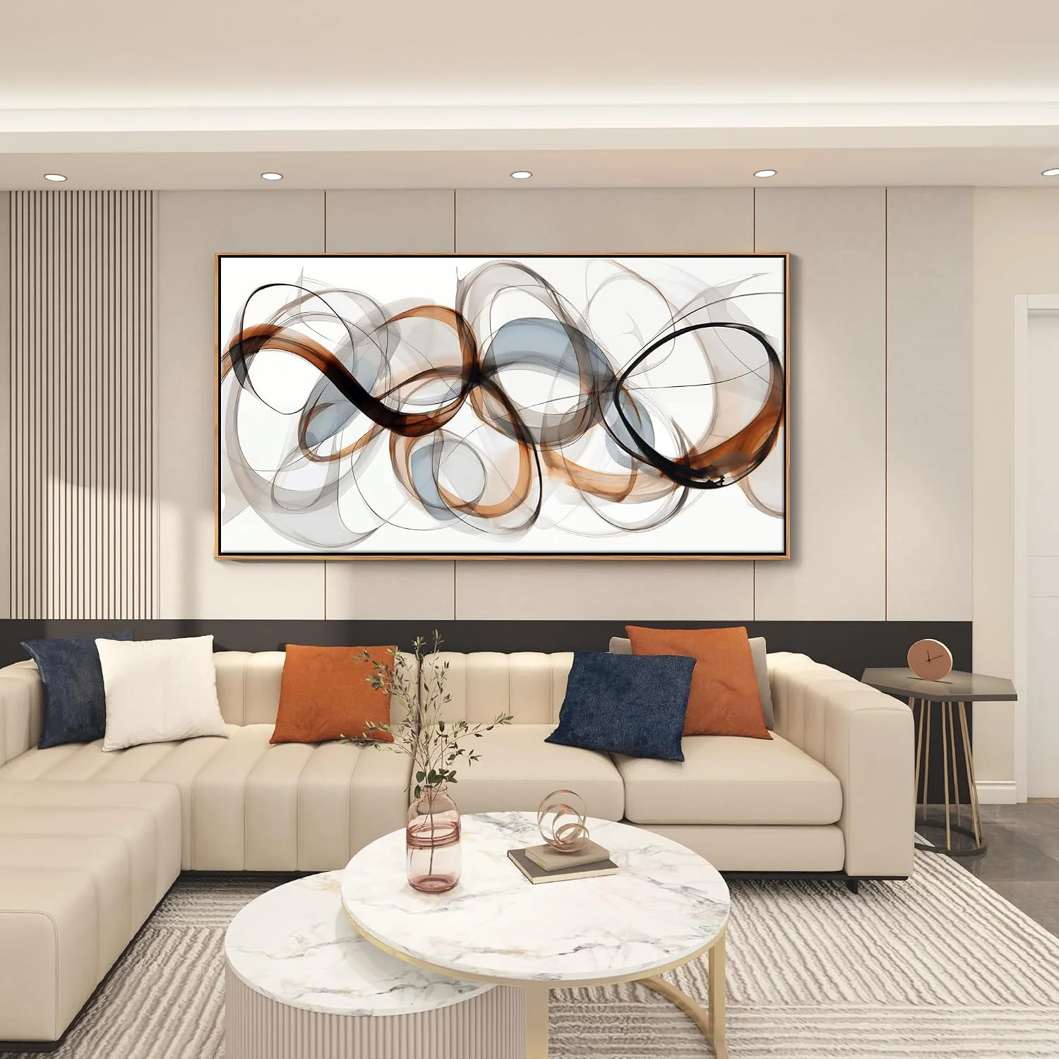 Large Wall Art - Framed Canvas Wall Art for Living Room, Bedroom, Office - Textured Brown Modern Abstract Artwork- Minim