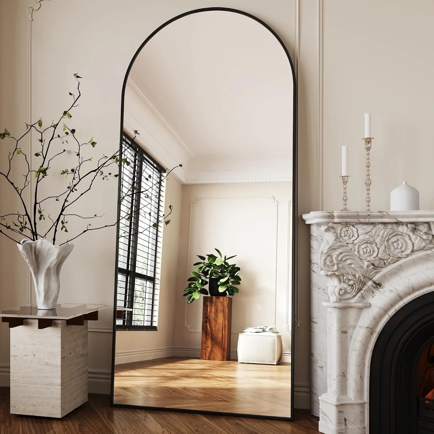 AUYHM 34"x76" Large Mirror Full Length,Nano Glass Oversized Floor Mirror, Arched Full Length Mirrors,Large Standing Mirr