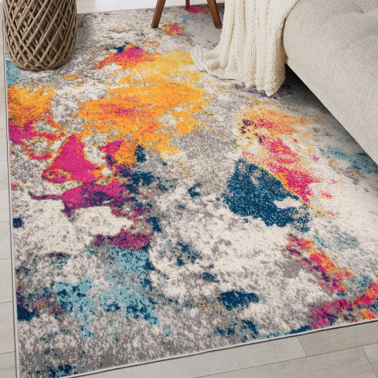 Rugshop Modern Abstract Living Room Non-Shedding Area Rug Multi 4' x 6'