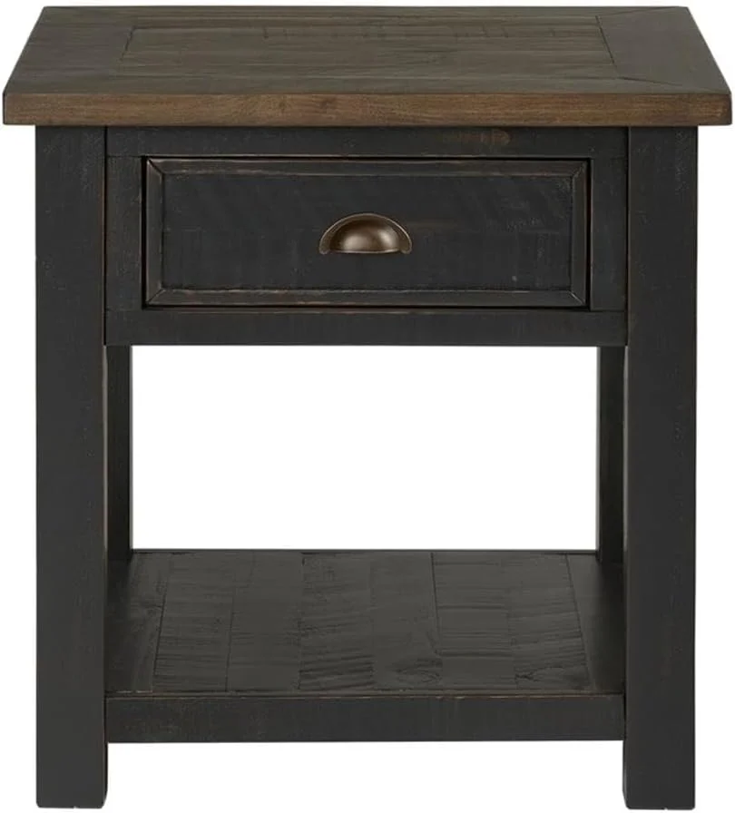 Martin Svensson Home Monterey Solid Wood End Table, Black and Brown